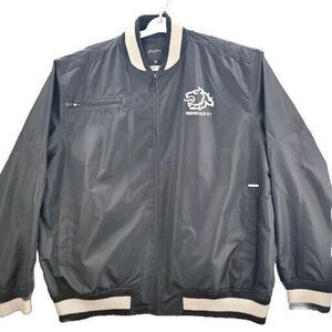 Sean John Bomber Jacket Black White Mens 3XL Full Zip Striped Nylon Coat Pockets